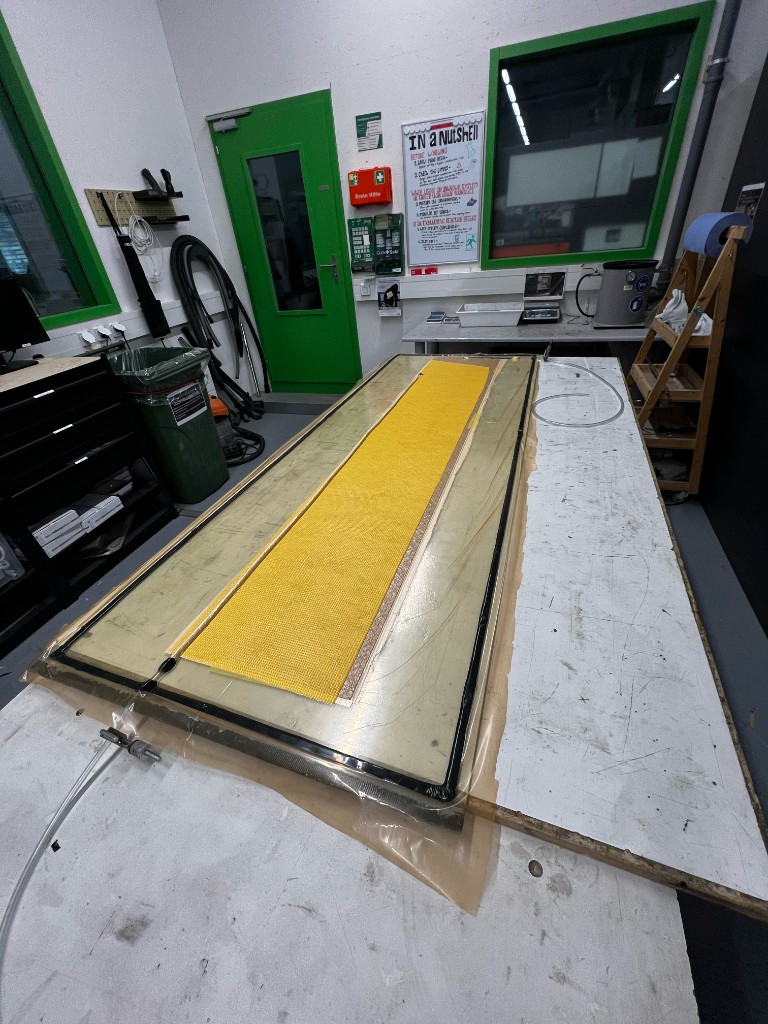 First flax lamination laid in a Peak2002 mould