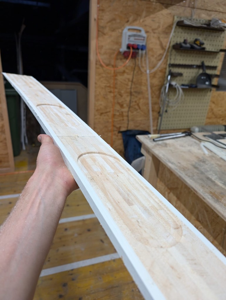 A Peak2002 wooden core cut and profiled by hand