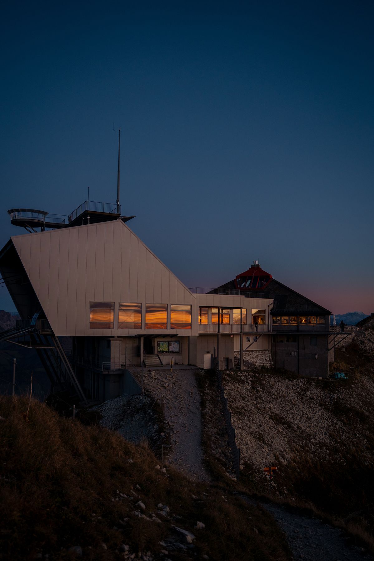 Sunset at Le Moléson station